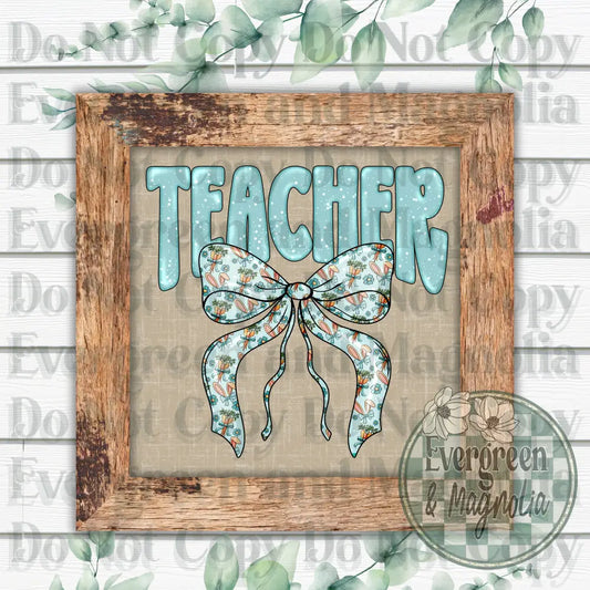 Teacher blue easter bow