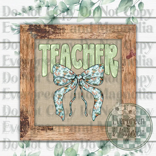 Teacher green bow