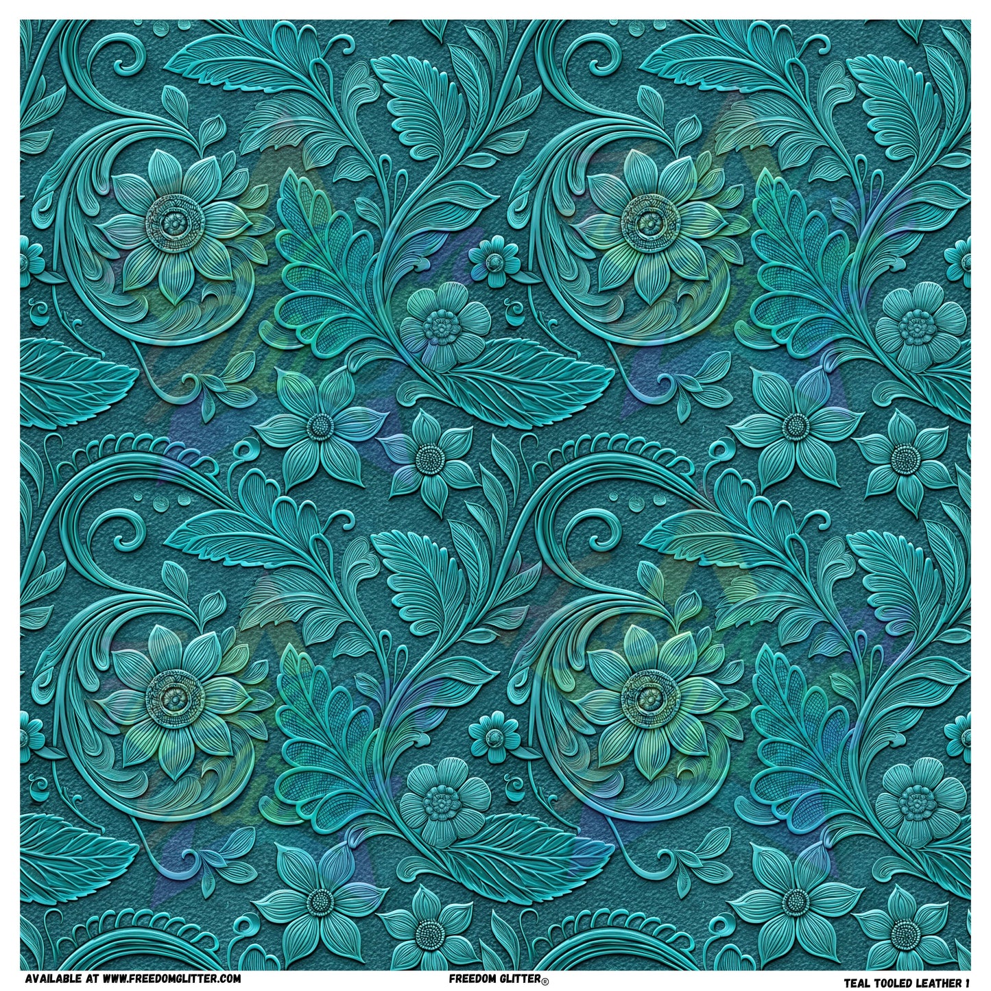Teal Tooled Leather 1 (Printed Vinyl)