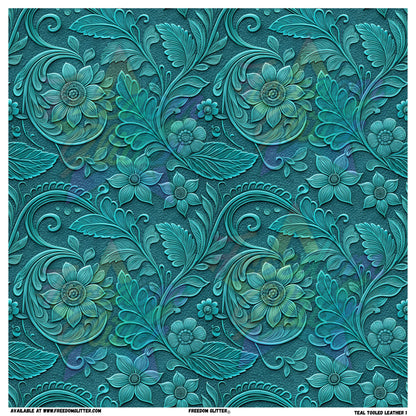 Teal Tooled Leather 1 (Printed Vinyl)