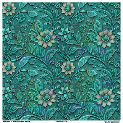 Teal Tooled Leather 2 (Printed Vinyl)