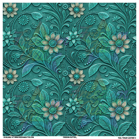 Teal Tooled Leather 2 (Printed Vinyl)