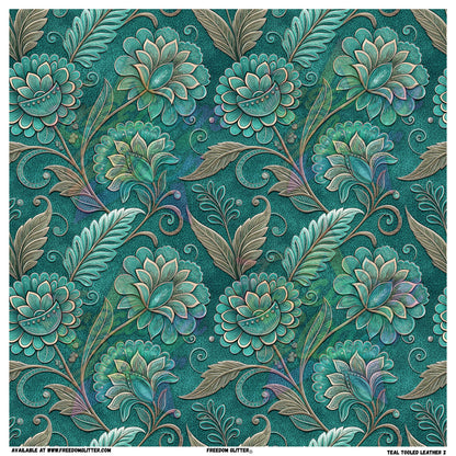 Teal Tooled Leather 4 (Printed Vinyl)