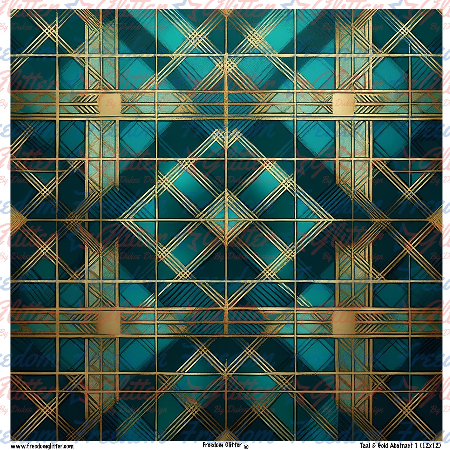 Teal & Gold Abstract 1 (Printed Vinyl)