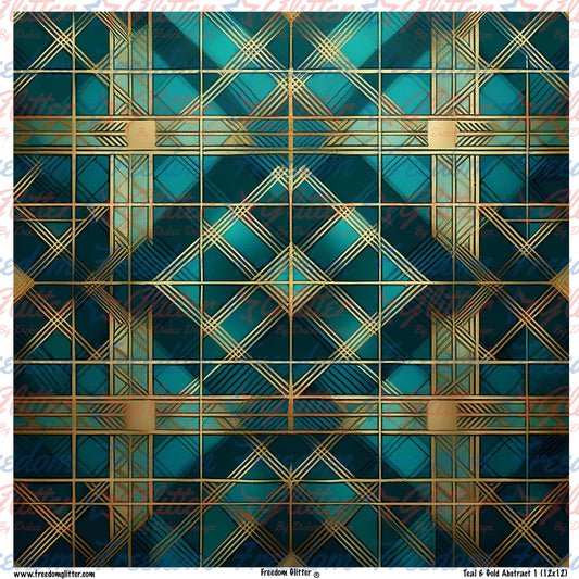 Teal & Gold Abstract 1 (Printed Vinyl)