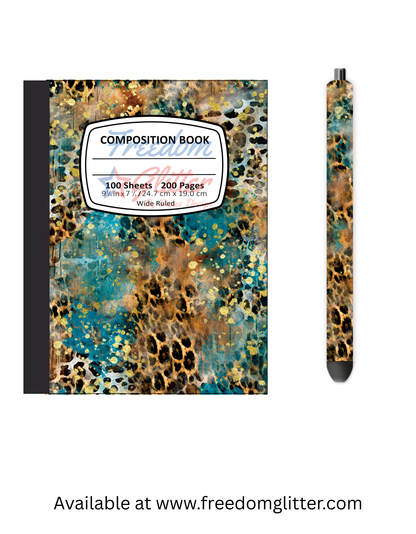 Teal & Leopard Print 8 Notebook Cover