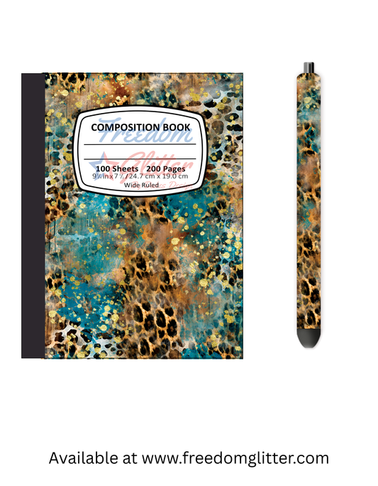 Teal & Leopard Print 8 Notebook Cover