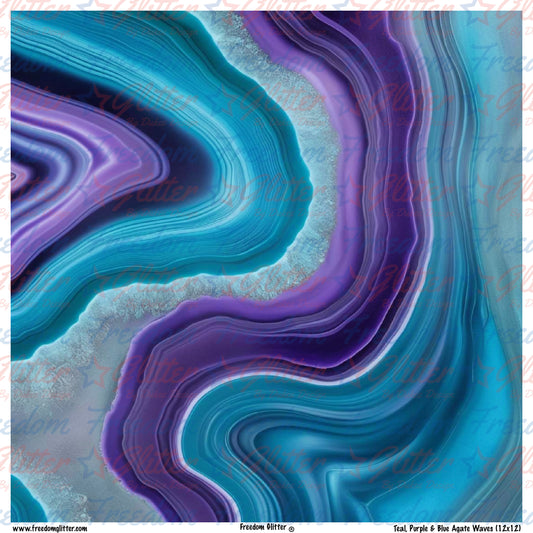 Teal, Purple & Blue Agate Waves (Printed Vinyl)