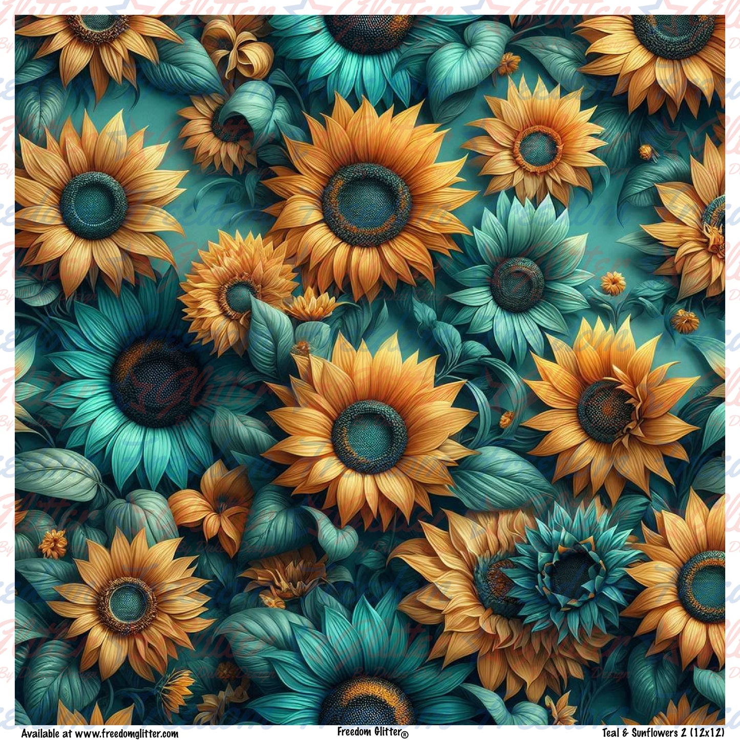 Teal & Sunflowers 2 (Printed Vinyl)