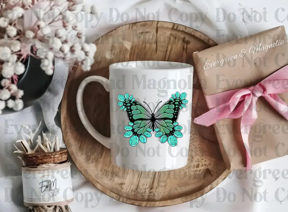 Turquoise Butterfly (Grey)