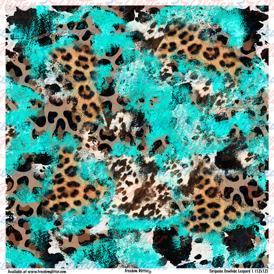 Turquoise Cowhide & Leopard (Printed Vinyl)