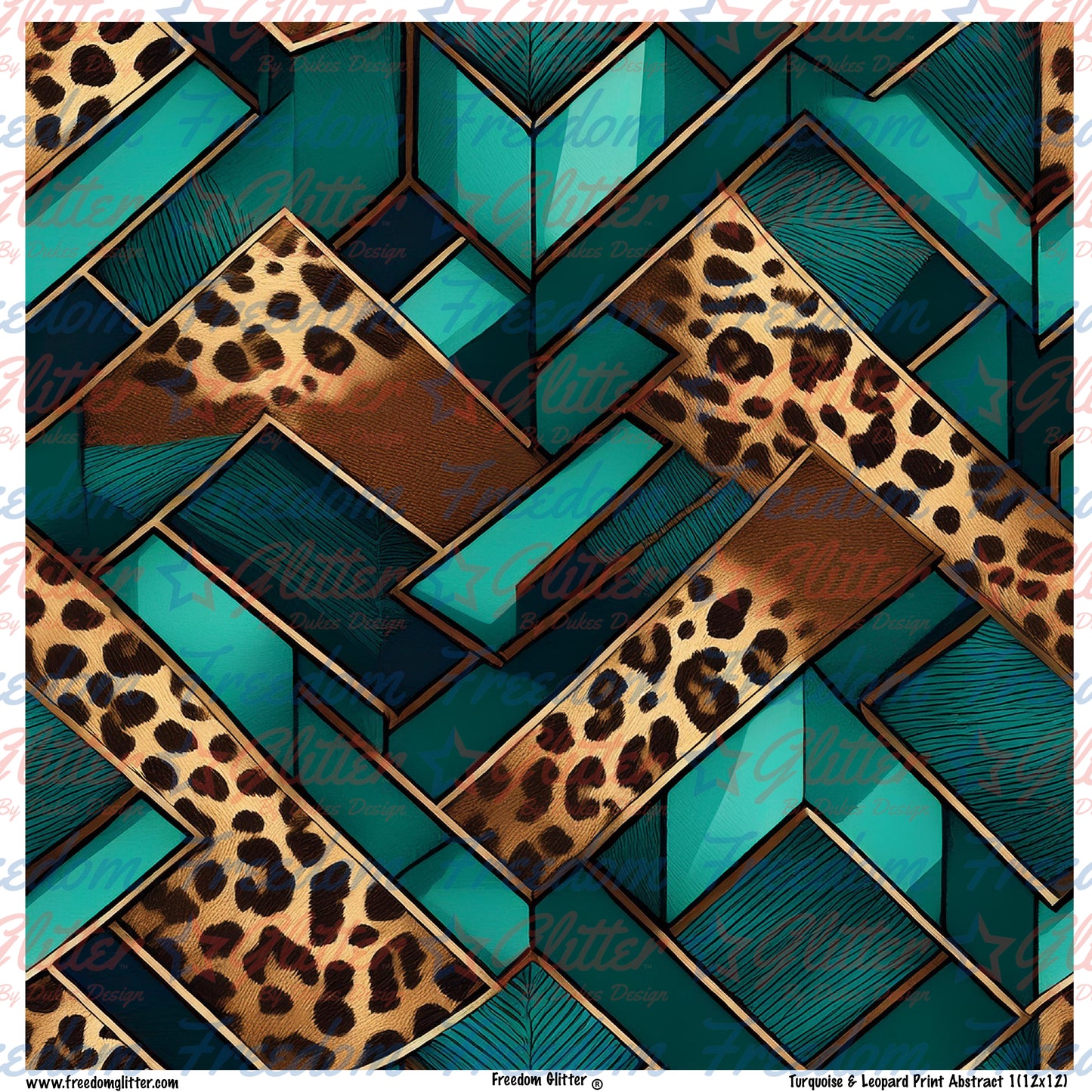 Turquoise & Leopard Print Abstract 1 (Printed Vinyl)