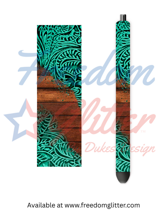Turquoise Western 1 Pen Wrap (Vinyl)