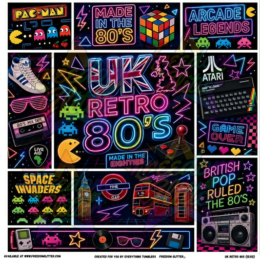 Mixed Image Sheet - UK Retro 80s (Printed Vinyl)