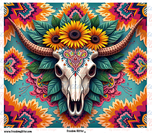 Vibrant Bull Skull (Printed Vinyl)