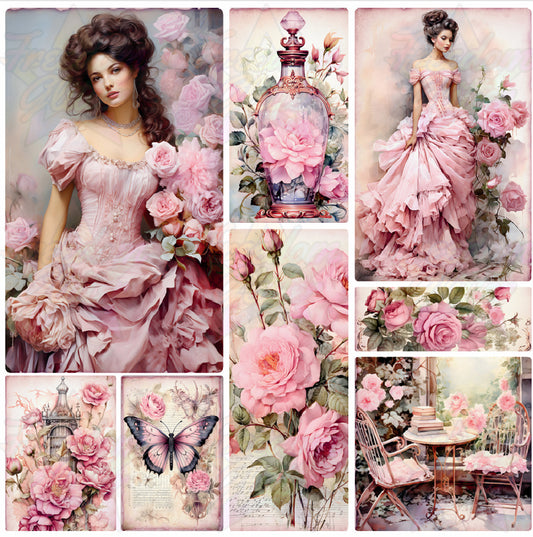 Mixed Image Sheet - Vintage Pink 2 (Printed Vinyl)