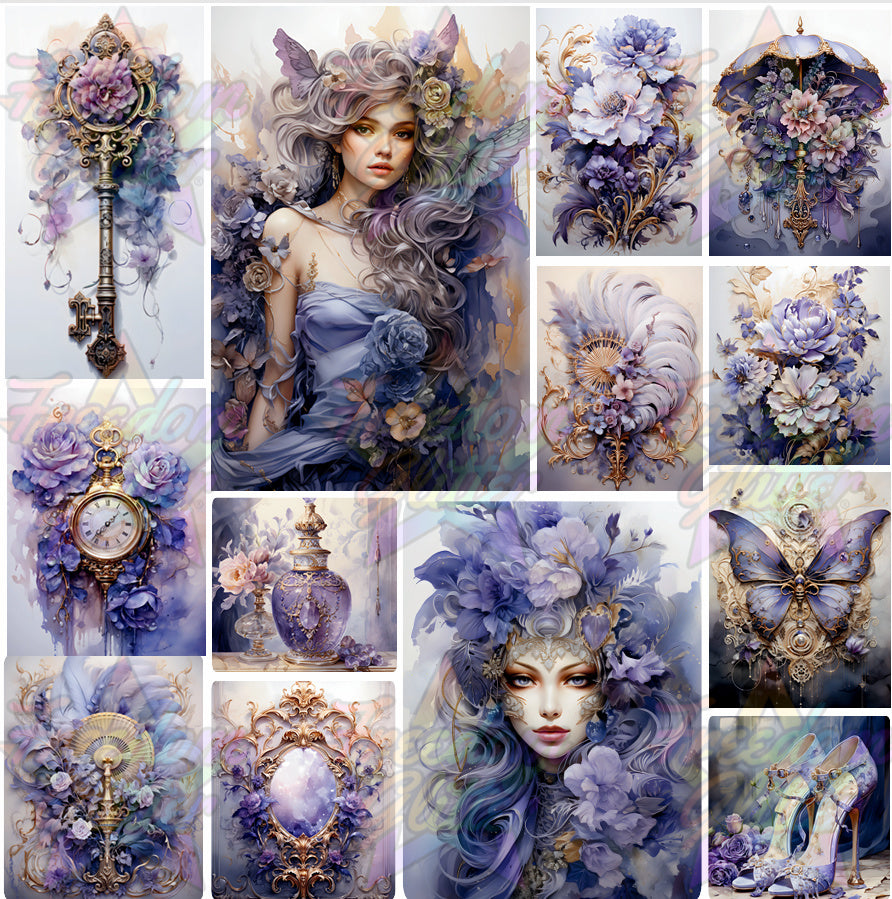 Mixed Image Sheet - Vintage Purple 2 (Printed Vinyl)