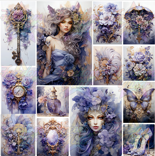 Mixed Image Sheet - Vintage Purple 2 (Printed Vinyl)