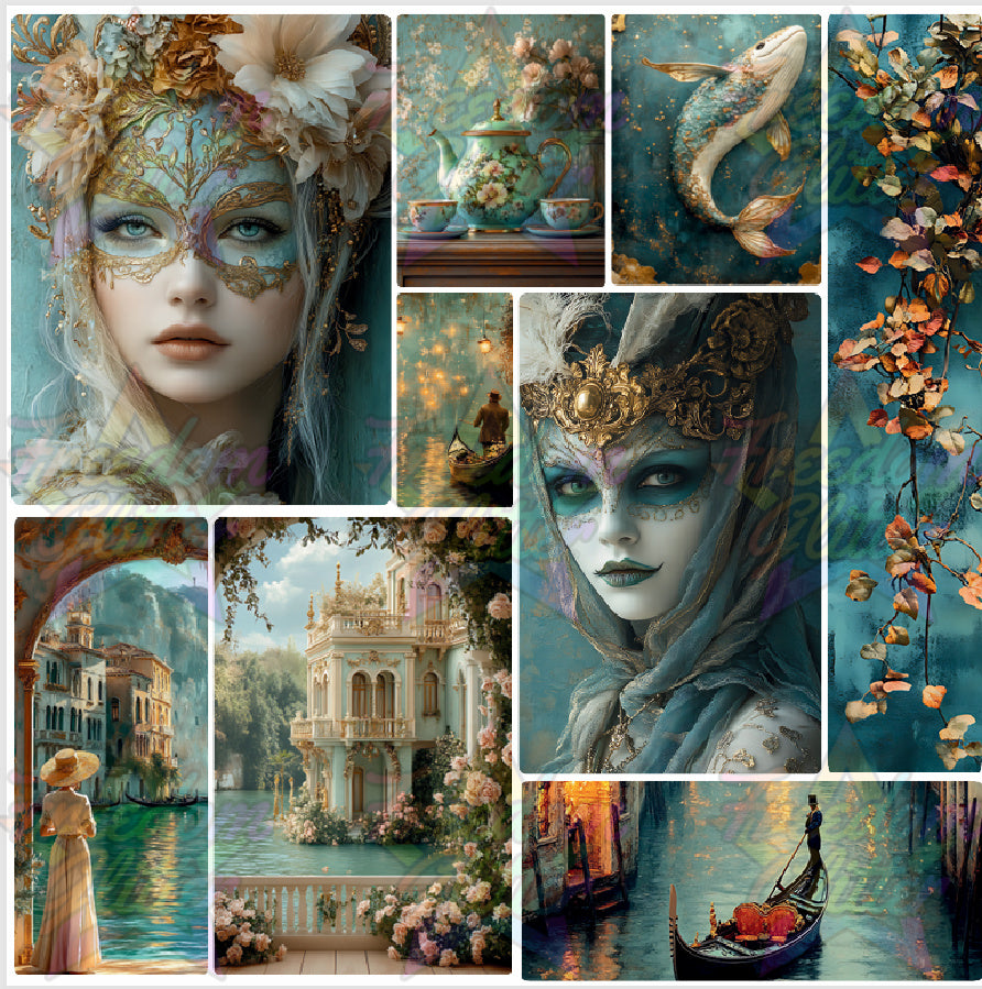 Mixed Image Sheet - Vintage Teal 2 (Printed Vinyl)