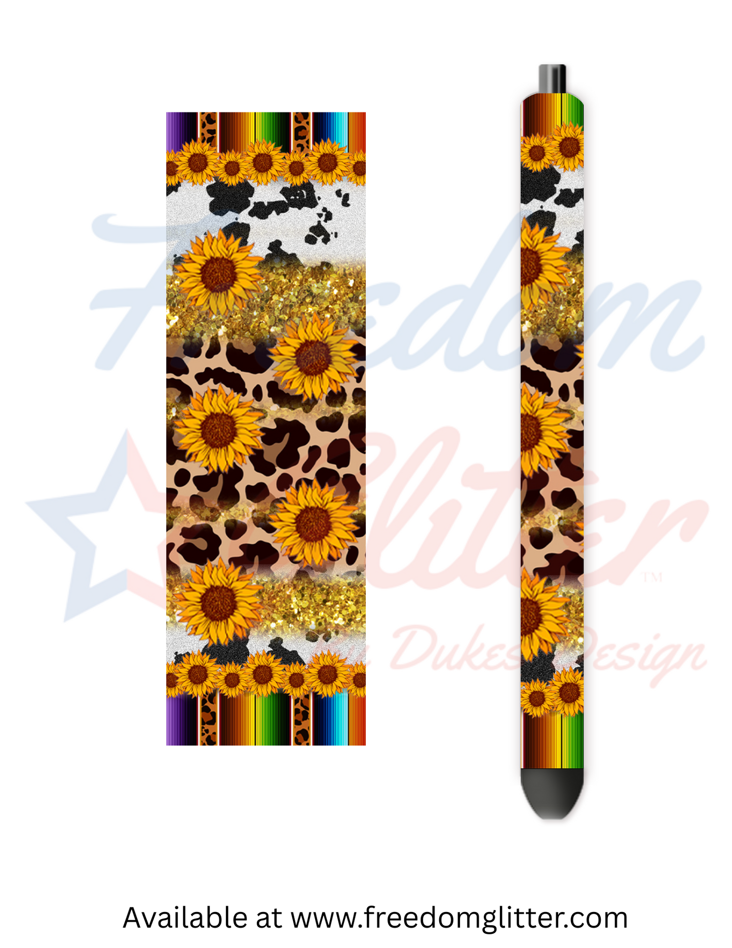 Western Sunflowers 2 Pen Wrap (Vinyl)