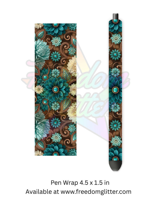 Western Turquoise Floral (Printed Vinyl)