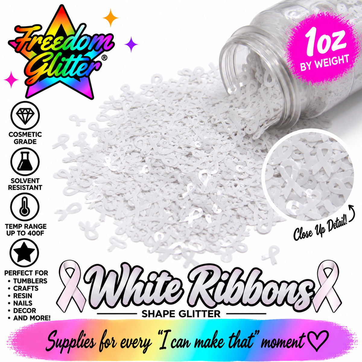 White Ribbons (Shape Glitter)