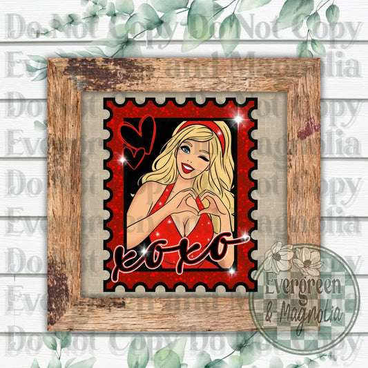 Xoxo barbie valentine stamp