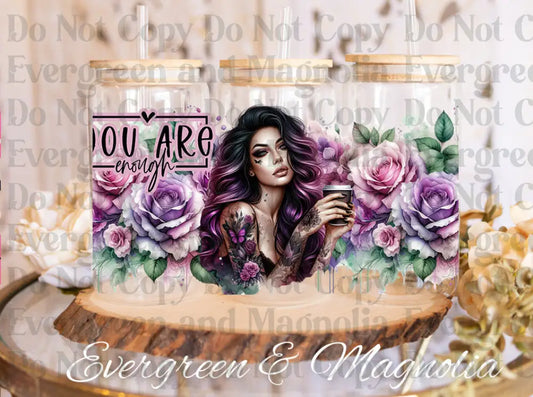 You are enough tattoo girly with quote
