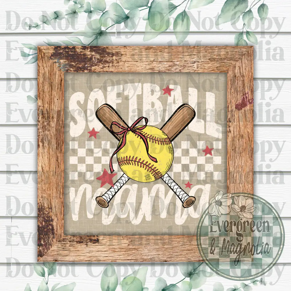 Softball mama checkers (white)