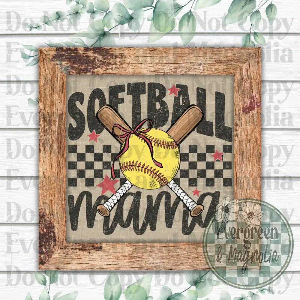 Softball mama checkers (black)