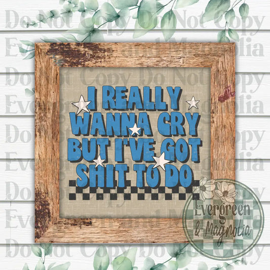 I really wanna cry but I've got shit to do