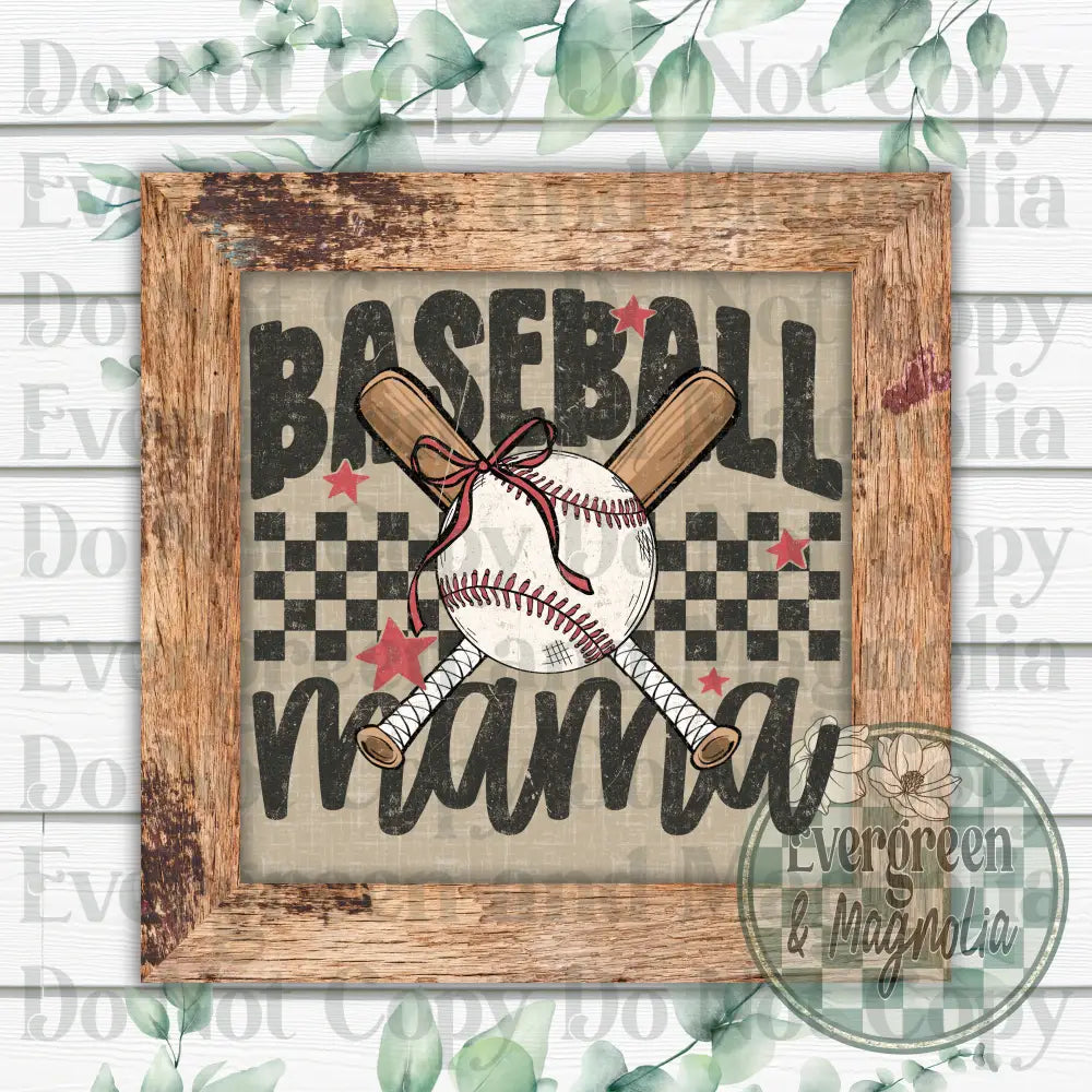 Baseball mama checkers (black)