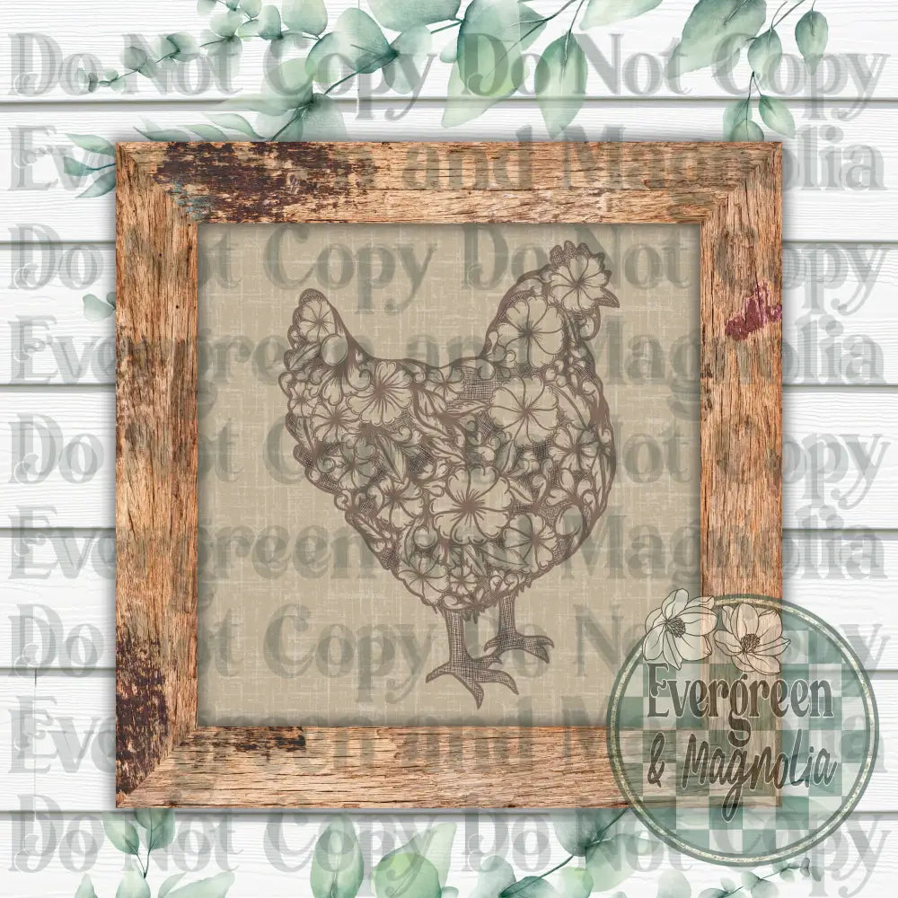 Tooled Leather Hen (light brown)