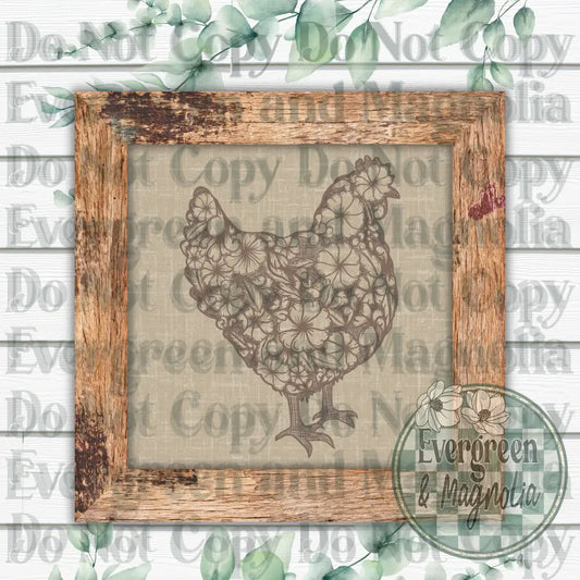 Tooled Leather Hen (light brown)