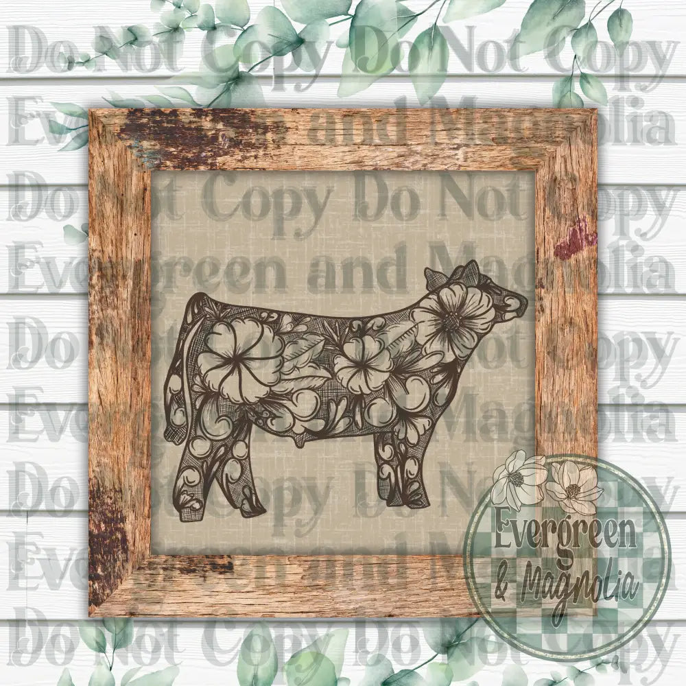 Tooled Leather Show Steer (dark brown)