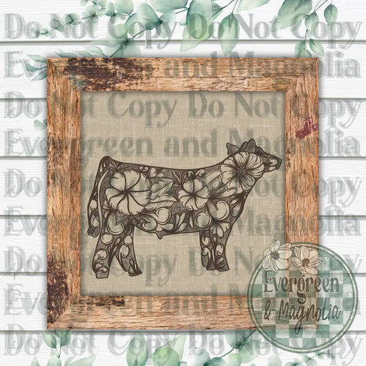 Tooled Leather Show Steer (dark brown)