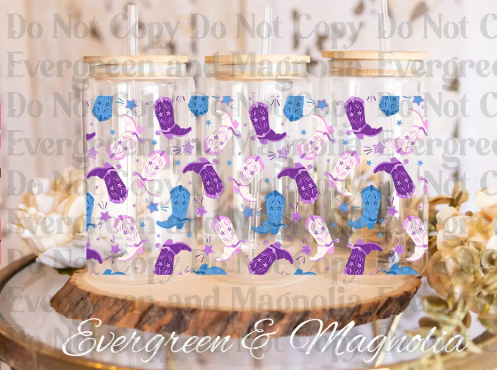boots pink-purple-blue