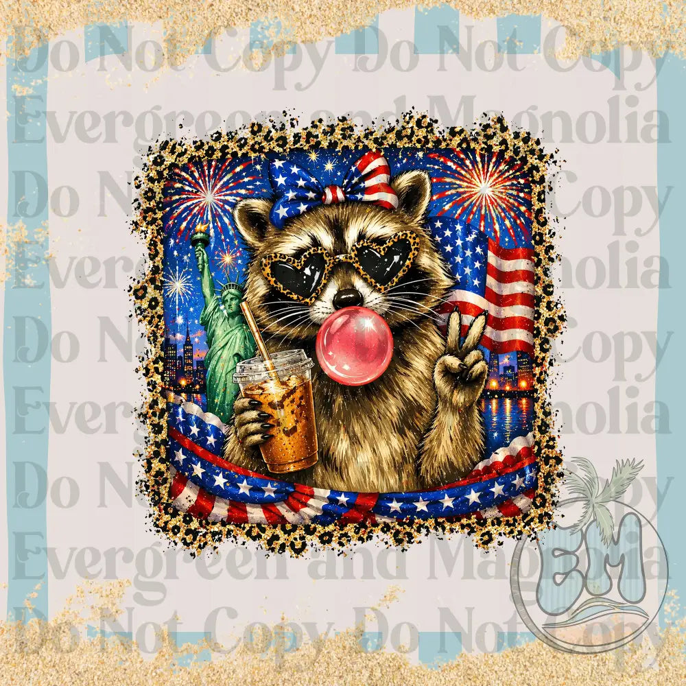 patriotic raccoon