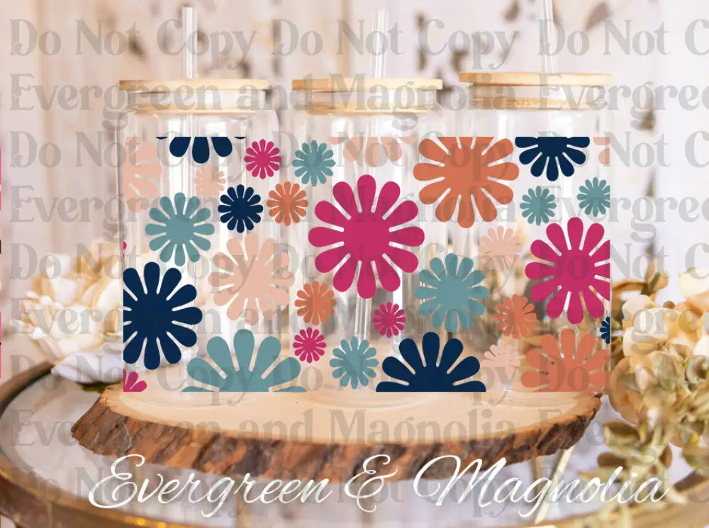 retro flowers jewel tones