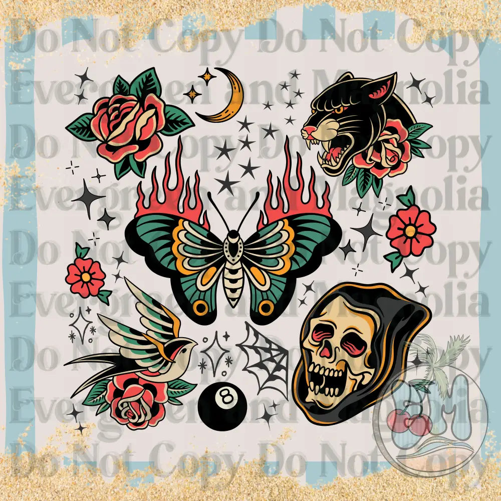 Traditional tattoo collage