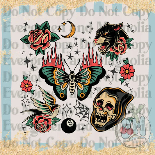 Traditional tattoo collage