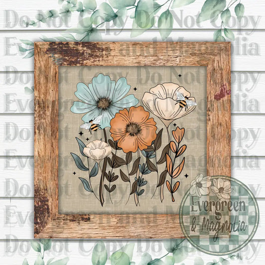 Teal floral bee