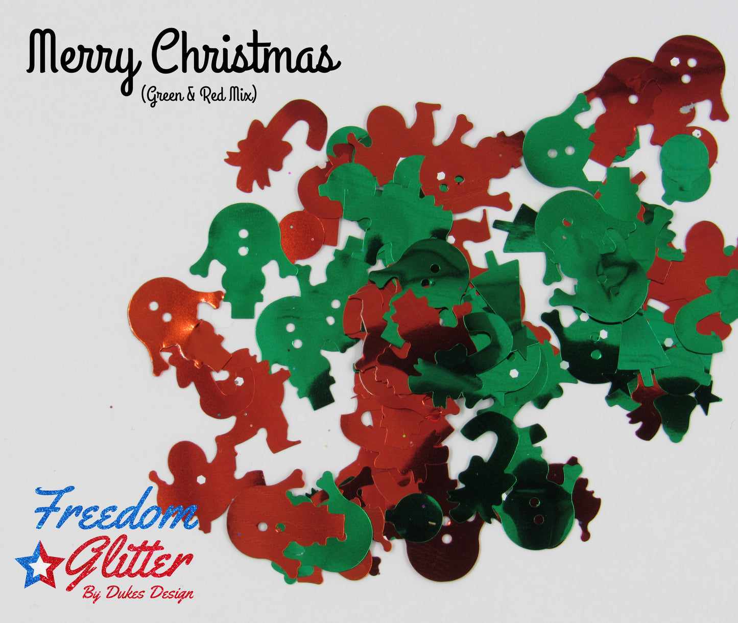 Merry Christmas (Red & Green Shape Glitter)