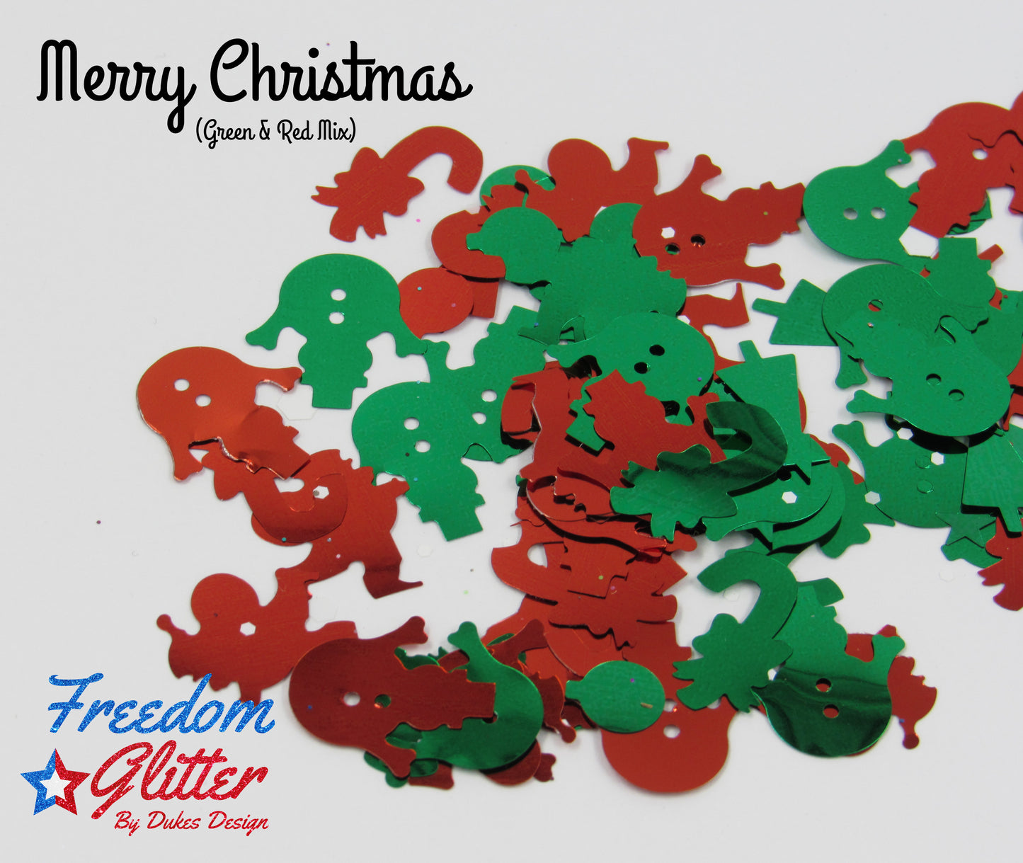 Merry Christmas (Red & Green Shape Glitter)