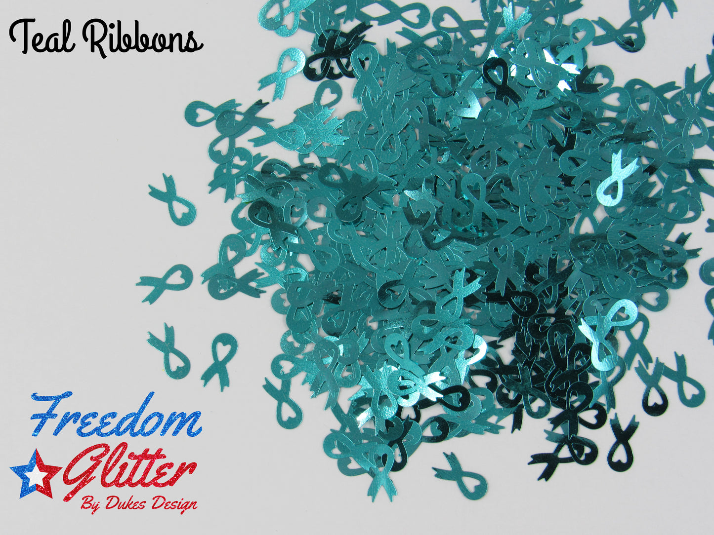 Teal Ribbons (Shape Glitter)
